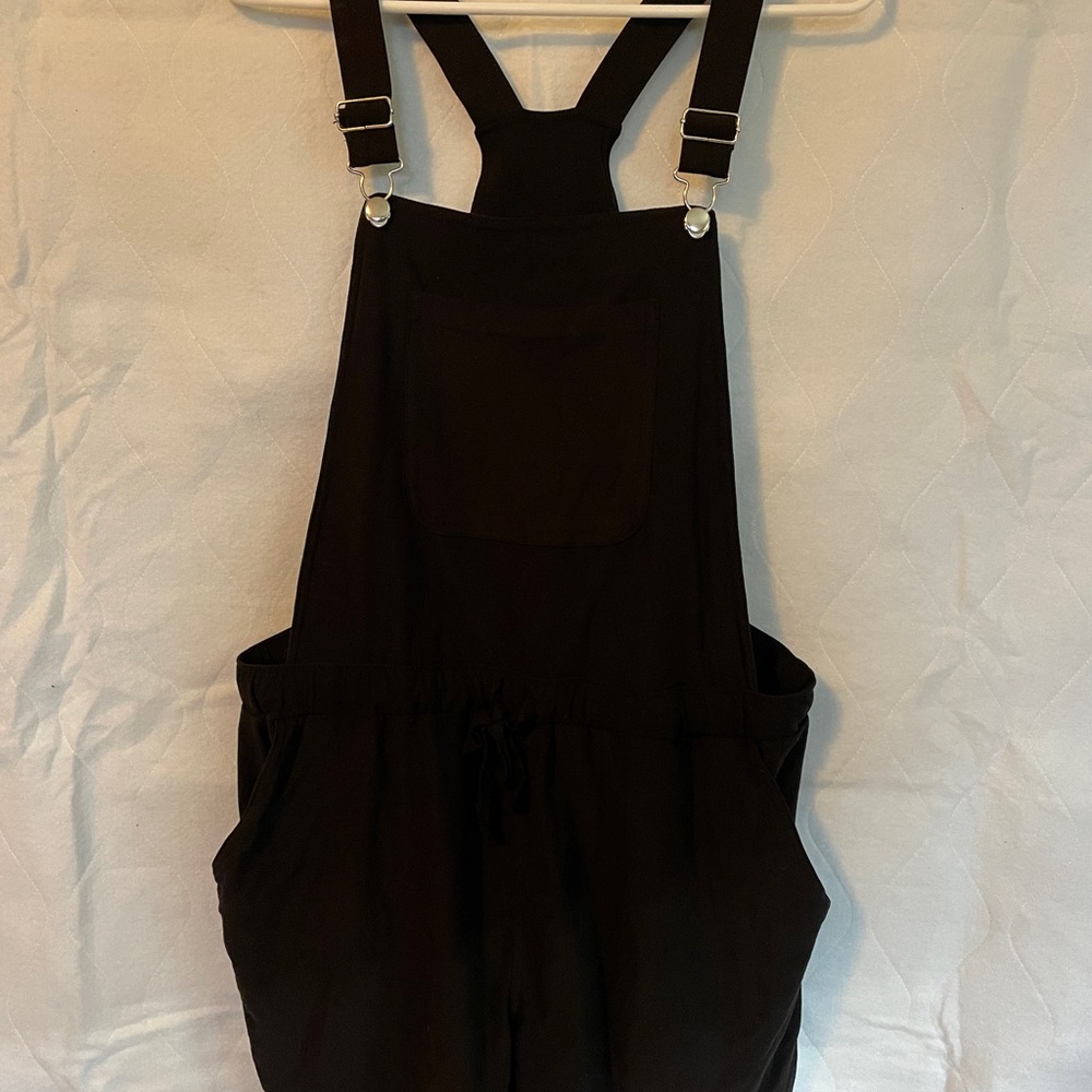 Black Overall Shorts with Adjustable Straps